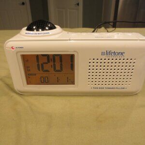 Lifetone HLAC151 Bedside Fire Alarm & Clock with Bed Shaker - White